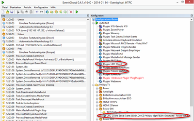Event Ghost with all required Plugins to trigger IR-Codes on WIN LIRC
