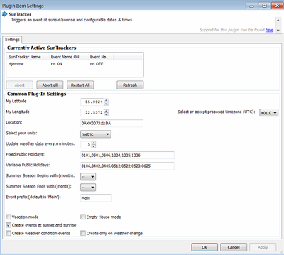 The configuration of the suntracker plugin.